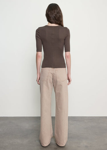Enza Costa Supima Cotton New Classic Half Sleeve Tee in Espresso