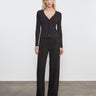 Enza Costa Supima Cotton New Classic V - Neck Cardigan in Black