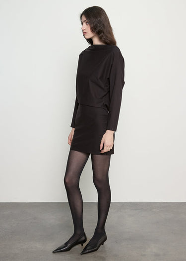 Enza Costa Supima Structured Jersey Dolman Curve Dress in Black