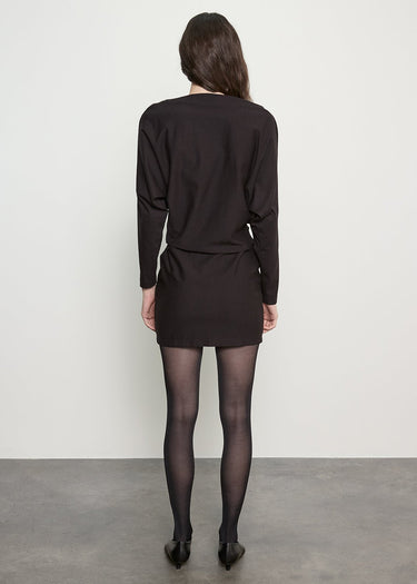Enza Costa Supima Structured Jersey Dolman Curve Dress in Black