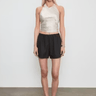 Enza Costa Textured Satin Halter Scarf Top in Champagne