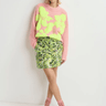 Essentiel Antwerp Floral Jacquard Mini Skirt in Black Green Lime - Estilo Boutique