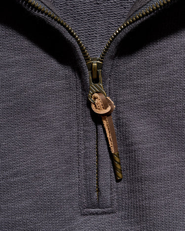 Billy Reid French Terry Half Zip in Asphalt