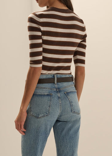 Favorite Daughter The Amelia Crewneck Top in Ganache Stripe