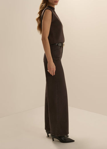 Favorite Daughter The Mischa Wide Leg Ankle in Espresso