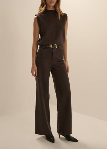 Favorite Daughter The Mischa Wide Leg Ankle in Espresso