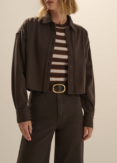 Favorite Daugther The Crop Ex-Boyfriend Shirt in Espresso