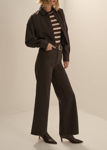 Favorite Daugther The Crop Ex-Boyfriend Shirt in Espresso