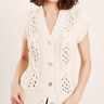 Feller Elena Aran Cardigan Vest in Winter White - Estilo Boutique