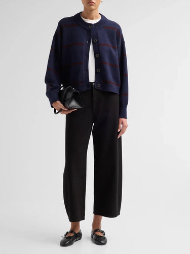 Frame The Easy Femme Striped Cardigan in Navy Stripe
