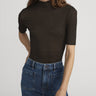 Frame The Lurex Mock Neck Tee in Americano
