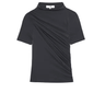 Frame The Short Sleeve Draped Top in Black