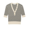 Frame The Stripe V - Neck Sweater in Cream Multi