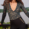 Generation Love Alessia Lace Bodysuit in Night Fern