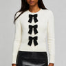 Generation Love Collins Bow Cardigan in Cream Black