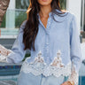 Generation Love Eli Lace Combo Denim Shirt in Light Blue