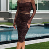 Generation Love Jessica Leopard Mesh Skirt in Muted Brown Black