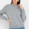 Generation Love Julie Crystal Stud Sweatshirt in Heather Grey