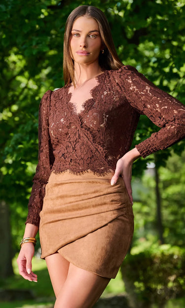 Generation Love Kairi Lace Blouse in Espresso