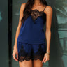 Generation Love Lana Lace Hammered Satin Shorts in French Navy Black