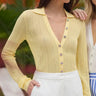 Generation Love Megan Pointelle Cardigan in Pale Yellow