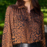 Generation Love Priya Leopard Burn-Out Blouse in Caramel Black