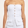 Generation Love Quinn Pinstripe Linen Vestier in White Black
