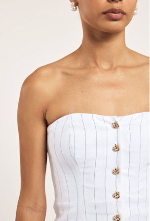 Generation Love Quinn Pinstripe Linen Vestier in White Black - Estilo Boutique XS / Pinstripe Generation Love Quinn Pinstripe Linen Vestier in White Black - Estilo Boutique XS / Pinstripe