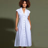 Go Silk Go Cotton Fit and Flare Dress in White