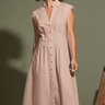 Go Silk Go Fit and Go Flare Dress in Sand Dune