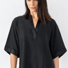Go Silk Go Polo Lounge Top in Washed Black
