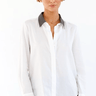 Go Silk Le Blouse Beaded Collar in White