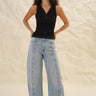 Goldie Tee Celeste Organic Micro Rib Shell in Black