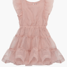 Habitual Girl Flutter Sleeve Tiered Organza Party Dress in Pink - Estilo Boutique