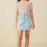 Hayden Girl Frayed Seam Detailed Denim Skirt in Light Denim