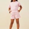 Hayden Girls Bow Embroidered French Terry Tee in Mauve