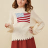 Hayden Girls Distressed Old Glory Graphic Sweater in Ivory