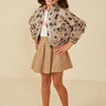 Hayden Girls Floral Print Stretch Twill Puff Sleeve Jacket in Mocha