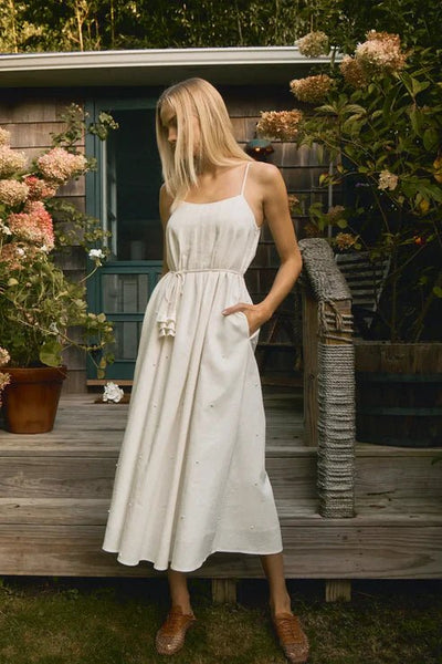 hunter bell dresses Rivers Dress in Ivory Denim Dress for Women's LowStock:42575621488691 this dress is suitable Women's size:46