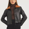 Jakett Moira Wrinkled Leather Jacket in Chocolate