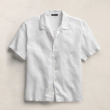 James Perse Lightweight Linen Short Sleeve Shirt in White
