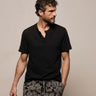 James Perse Slub Jersey Short Sleeve Henley in Black