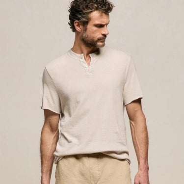 James Perse Slub Jersey Short Sleeve Henley in Pearl Pigment