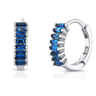 Jen Hansen Blue Baguette Huggies in Silver - Estilo Boutique