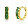 Jen Hansen Green Baguette Huggies in Gold - Estilo Boutique