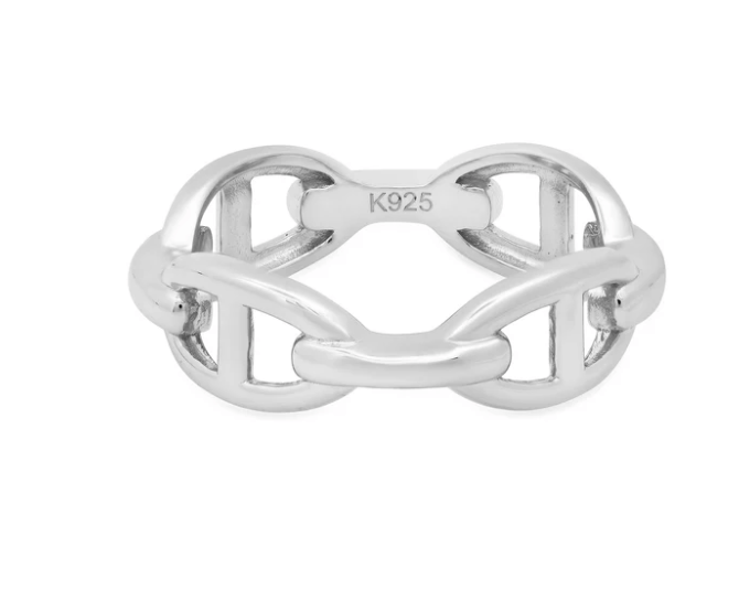 Jen Hansen Horsebit Link Ring in Silver - Estilo Boutique