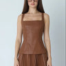 JS71 Enzo Faux Leather Top in Rust