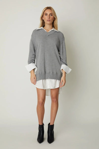 JS71 Nicholas Sweater Dress in Heather Grey - Estilo Boutique M / Heather Grey