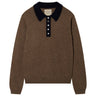 Jumper1234 Cashmere Contrast Polo in Moose and Navy