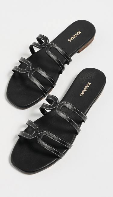 Kaanas Leela Leather Sandals in Black